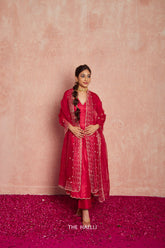 Morni Red Organza Silk Dupatta